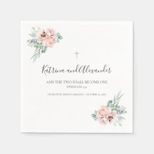 Serviette En Papier Élégante calligraphie Mariage rose Floral Cocktail