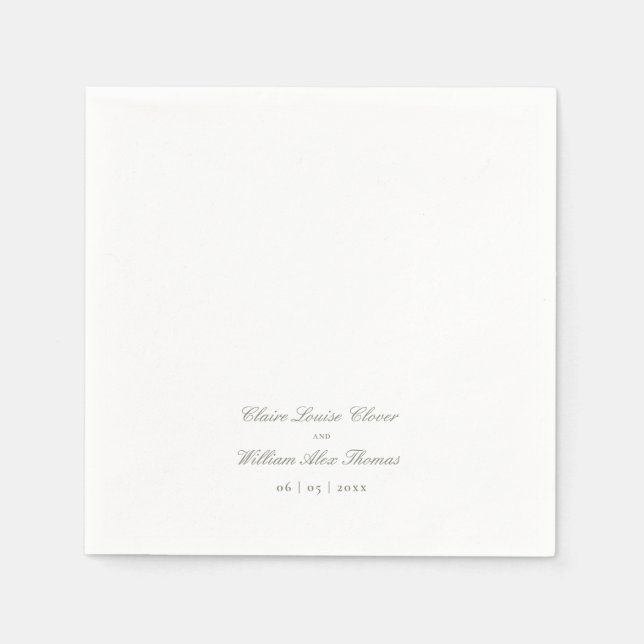 Serviette En Papier Élégante calligraphie Mariage vert d'âge minimal (Devant)