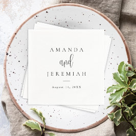 Serviette En Papier Élégante calligraphie moderne Mariage noir et blan