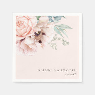 Serviette En Papier Élégante calligraphie rose florale