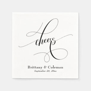 Serviette En Papier Élégante calligraphie salue Mariage festif