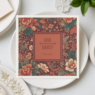 Serviette En Papier Élégante Chinoiserie Bourgogne Mariage victorien
