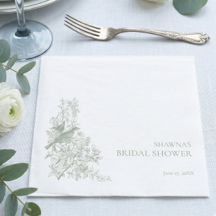 Serviette En Papier Elégante Chinoiserie de Sage Naturelle Mariage Sho