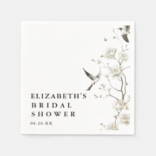 Serviette En Papier Élégante Chinoiserie Florale Moderne pour Mariage
