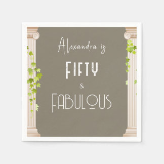 Serviette En Papier Elégante Cinquante Fabuleux Anniversaire Thème gre
