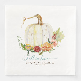 Serviette En Papier Élégante citrouille florale blanche moderne simple