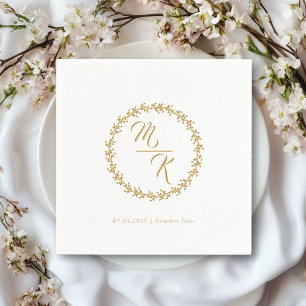 Serviette En Papier Élégante, classique couronne monogramme