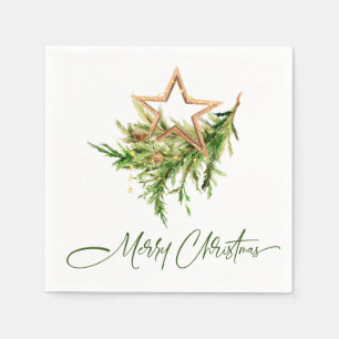 Serviette En Papier Élégante composition de Noël bohème joyeux