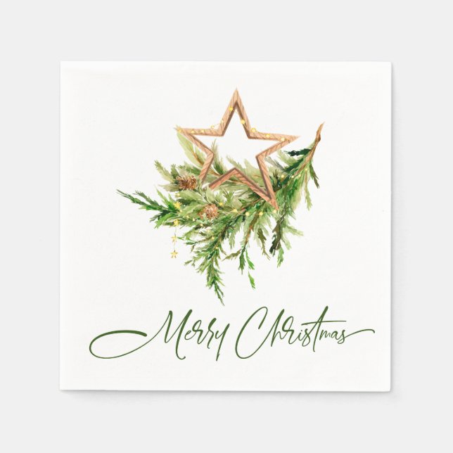Serviette En Papier Élégante composition de Noël bohème joyeux (Devant)