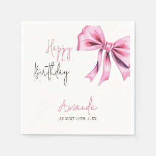 Serviette En Papier Élégante Coquette Rose Bow Sweet 16 Anniversaire