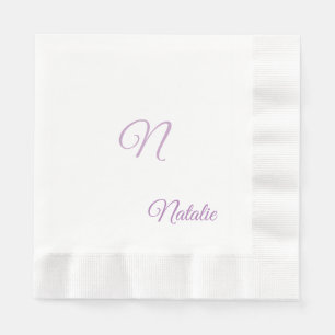 Serviette En Papier Élégante couleur blanche solide monogrammée servie