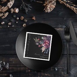 Serviette En Papier Elégante couleur noire Mariage floral Napkin