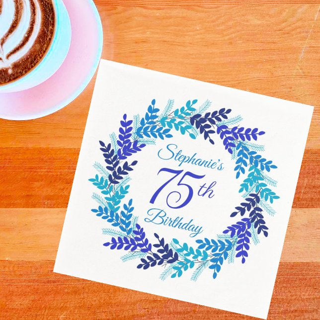 Serviette En Papier Élégante couronne bleue 75e anniversaire (Créateur téléchargé)