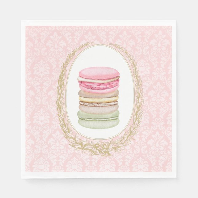 Serviette En Papier Elégante couronne de laurier avec Pastel Macarons (Devant)
