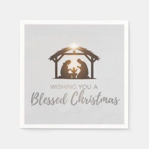 Serviette En Papier Elégante crèche Carte de Noël