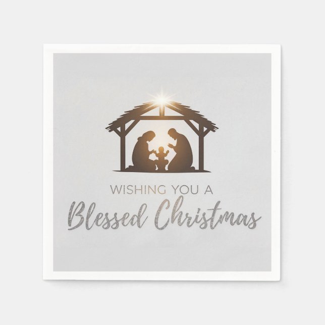 Serviette En Papier Elégante crèche Carte de Noël (Devant)