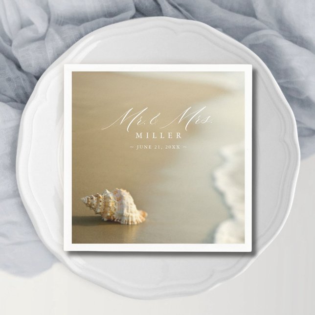 Serviette En Papier Elégante Destination Beach Mariage Réception (Elegant Destination Beach Wedding Thank You Napkins)