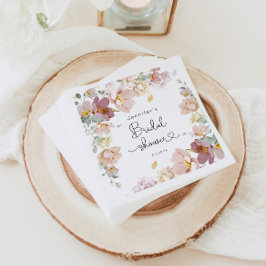 Serviette En Papier Elégante douche de mariée Fleur sauvage