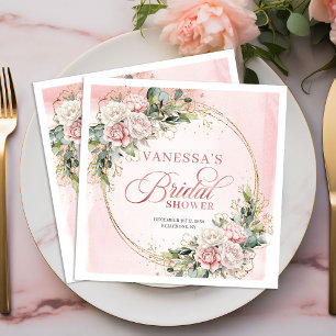 Serviette En Papier Élégante Douche de Mariée Rose Pâle Bohème avec Ve