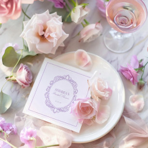 Serviette En Papier  Élégante Douche de Mariée Vintage Romantique Viol