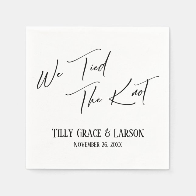 Serviette En Papier Élégante écriture manuscrite simple Nous avons lié (Devant)