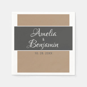 Serviette En Papier Elégante et simple mariage de typographie gris bei