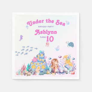 Serviette En Papier Elégante Fantaisiste Douce Mermaid Sous la Mer 