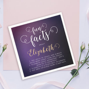 Serviette En Papier Élégante Feminine Purple Fun Facts White Script