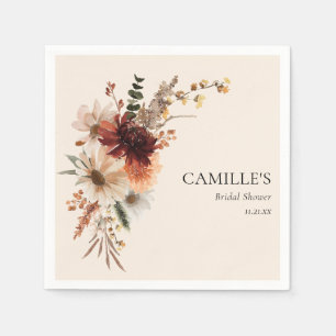 Serviette En Papier Élégante Fête de Fiançailles Florale d'Automne