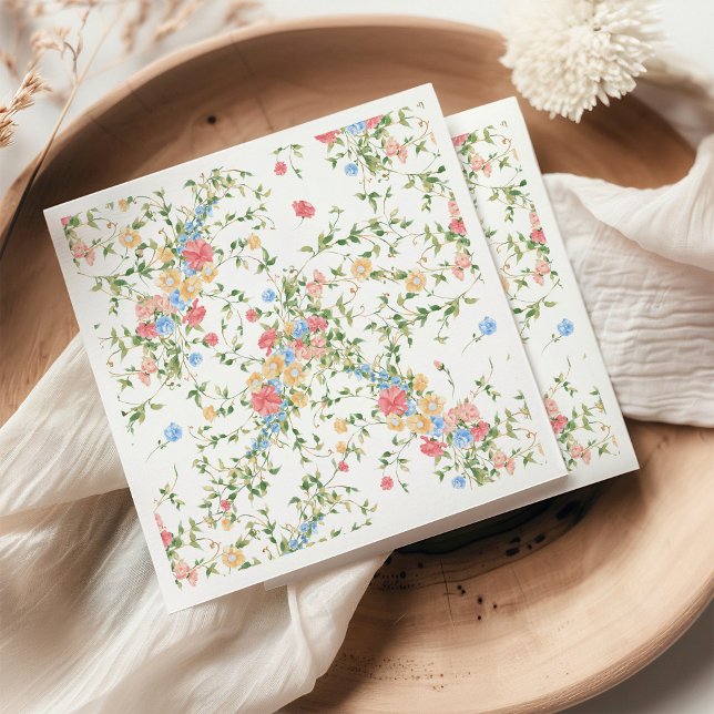 Serviette En Papier Élégante Fête de Mariage aux Fleurs Sauvages (Créateur téléchargé)