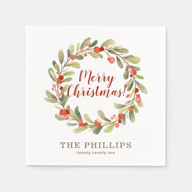 Serviette En Papier Élégante fête de Noël d'hiver (Devant)