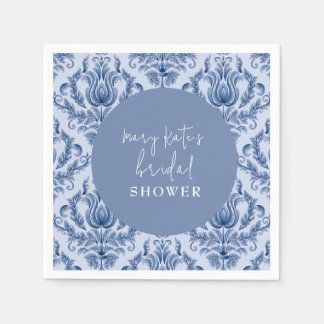 Serviette En Papier Elégante Fête des mariées bleue et blanche