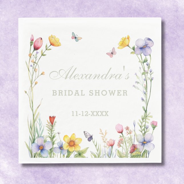 Serviette En Papier Élégante Fête des mariées Boho Fleur sauvage d'été (Créateur téléchargé)