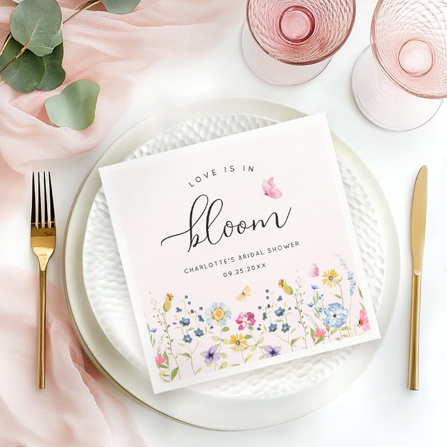 Serviette En Papier Elégante Fête des mariées d'aquarelle rose (Créateur téléchargé)