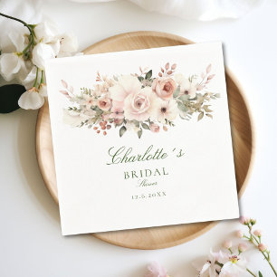 Serviette En Papier Elégante Fête des mariées de bouquet de fleurs pas