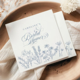 Serviette En Papier Élégante Fête des mariées de Fleur sauvage bleu pé