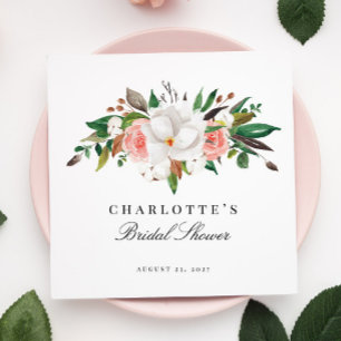 Serviette En Papier Élégante Fête des mariées florale de Magnolia