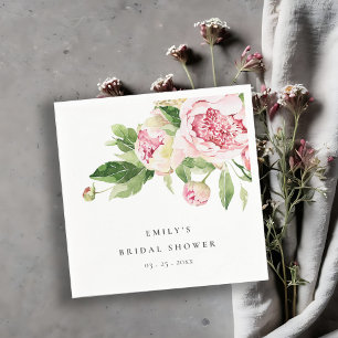 Serviette En Papier Élégante Fête des mariées florale de pivoine rose 