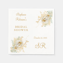 Élégante Fête des mariées Florale Monogram Gold