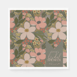 Serviette En Papier Elégante Fête des mariées Florale personnalisée