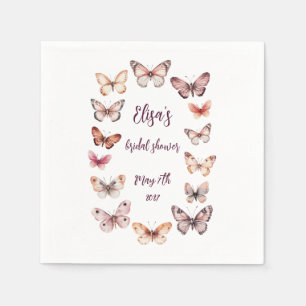 Serviette En Papier Elégante Fête des mariées papillons PERSONNALISÉE