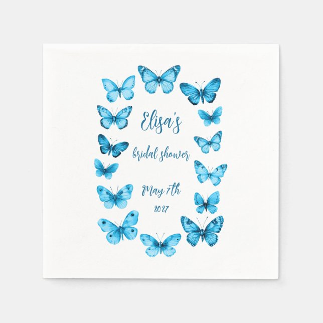 Serviette En Papier Elégante Fête des mariées papillons PERSONNALISÉE (Devant)