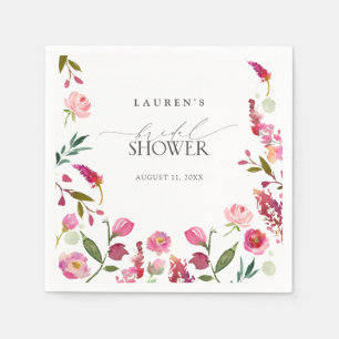 Serviette En Papier Elégante Fête des mariées rose Aquarelle