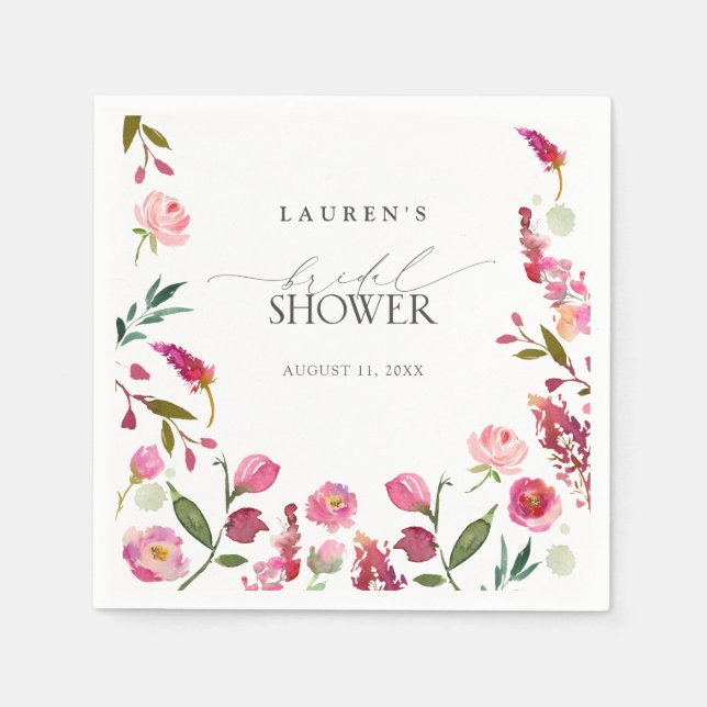 Serviette En Papier Elégante Fête des mariées rose Aquarelle (Devant)