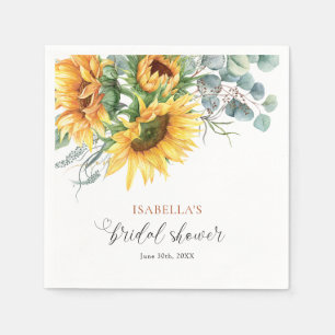 Serviette En Papier Élégante Fête des mariées rustique de tournesol