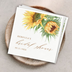 Serviette En Papier Élégante Fête des mariées rustique de tournesol