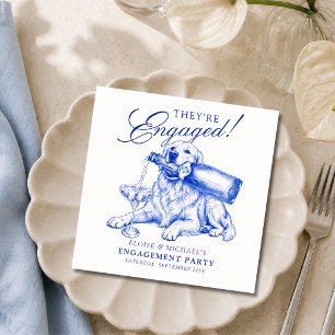 Serviette En Papier Élégante Fiançailles de Retriever Golden Chinoiser