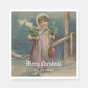 Serviette En Papier Élégante fille d'hiver par scène de Lantern
