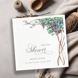 Serviette En Papier Élégante Fleur de Vigne à l'Aquarelle pour Baby Sh