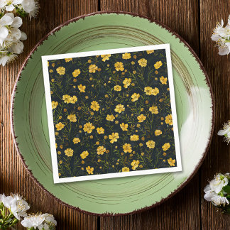 Serviette En Papier Elégante Fleurs de Tasse à Beurre Jaune Fête des m